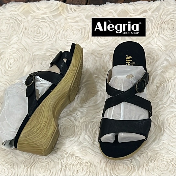 Alegria Black Leather slide on sandal EU 36 us 6/6.5 - Picture 1 of 6